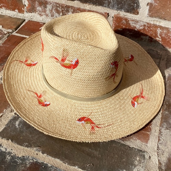 Hand Woven & Hand painted Fish Straw Hat main image 10